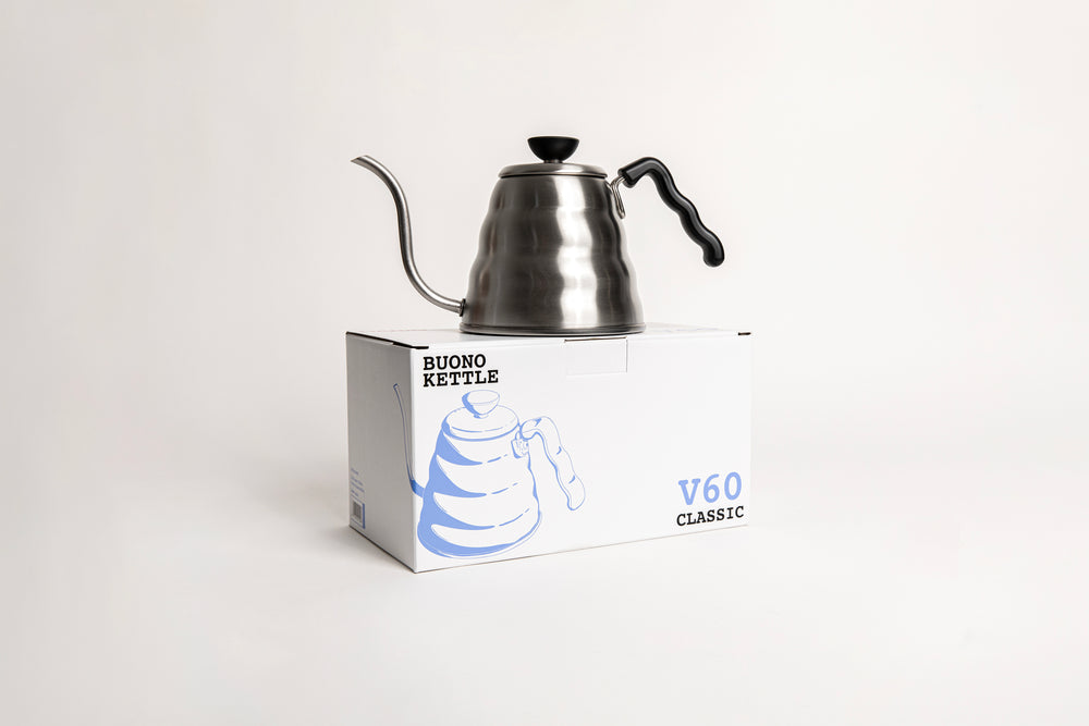 Hario Buono 1.2 L — Estufa Hervidor Hario Buono de acero inoxidable con cuello de ganso, versión de estufa