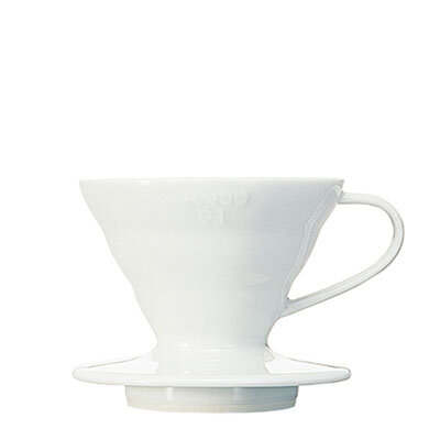 Hario V60 Dripper Cerámico 01 — Blanco Dripper Hario V60 cerámico blanco tamaño 01, cono pequeño de porcelana