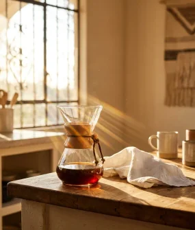 Chemex a contraluz durante la extracción